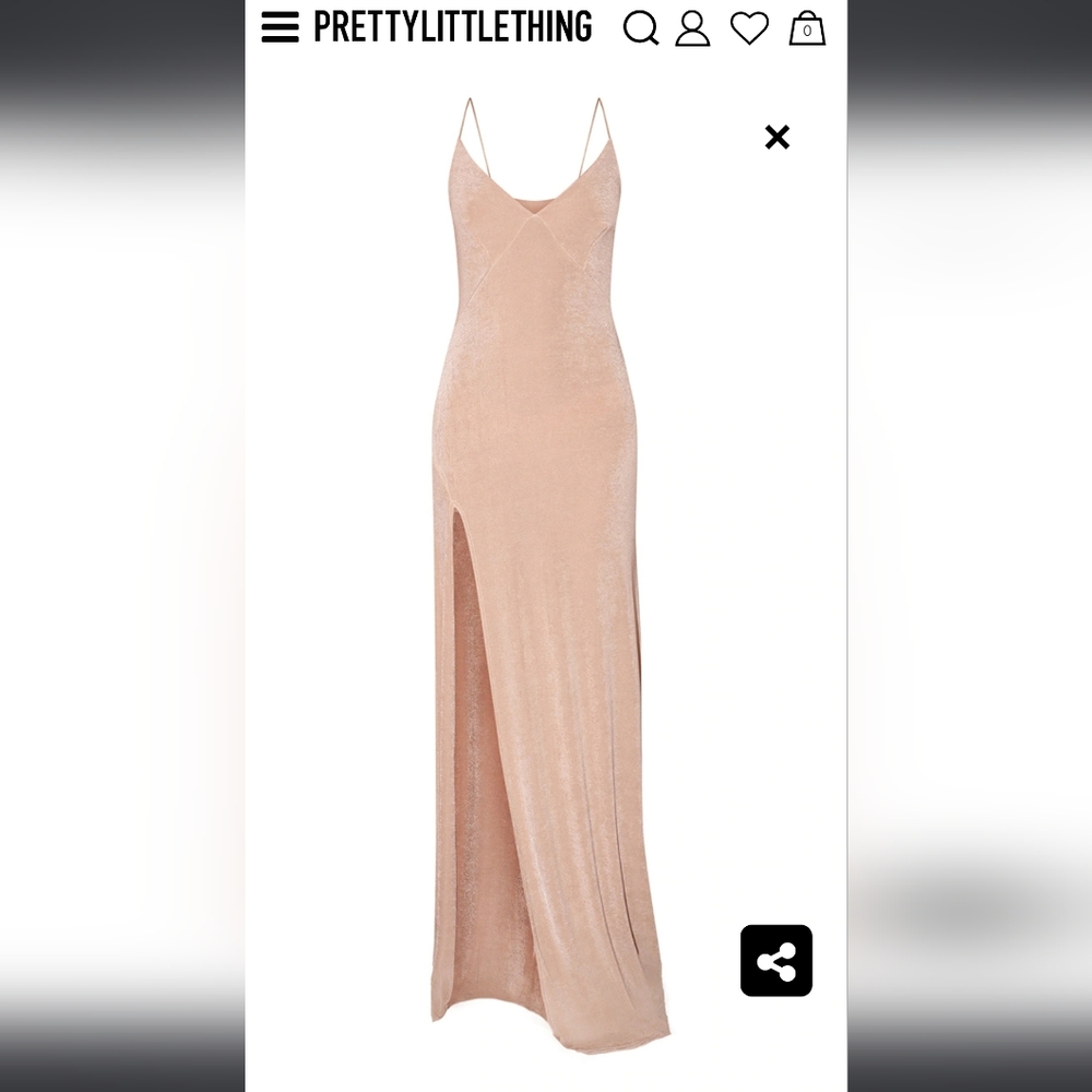 Pretty Little Thing Champagne Slit Dress